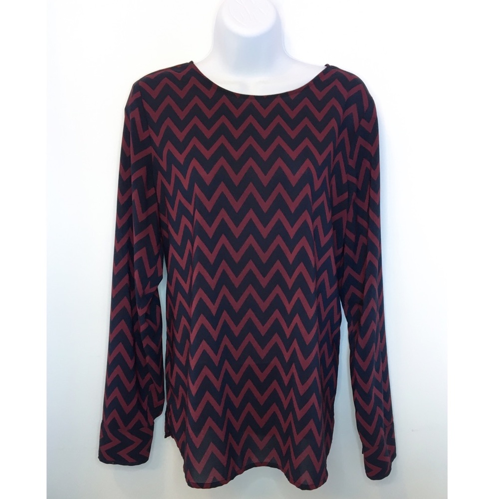 The Limited Burgundy Navy Silky Blouse M